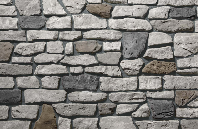 Image of a wall of Ridge Cut ProVia Stone Veneers sold by Westview Concrete Corp
